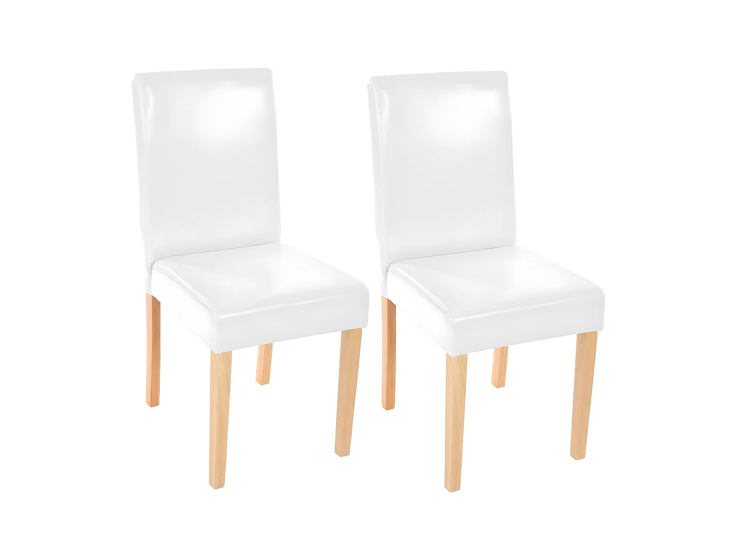 Lot de 2 chaises de salle à manger synthétique blanc pieds clairs CDS04047