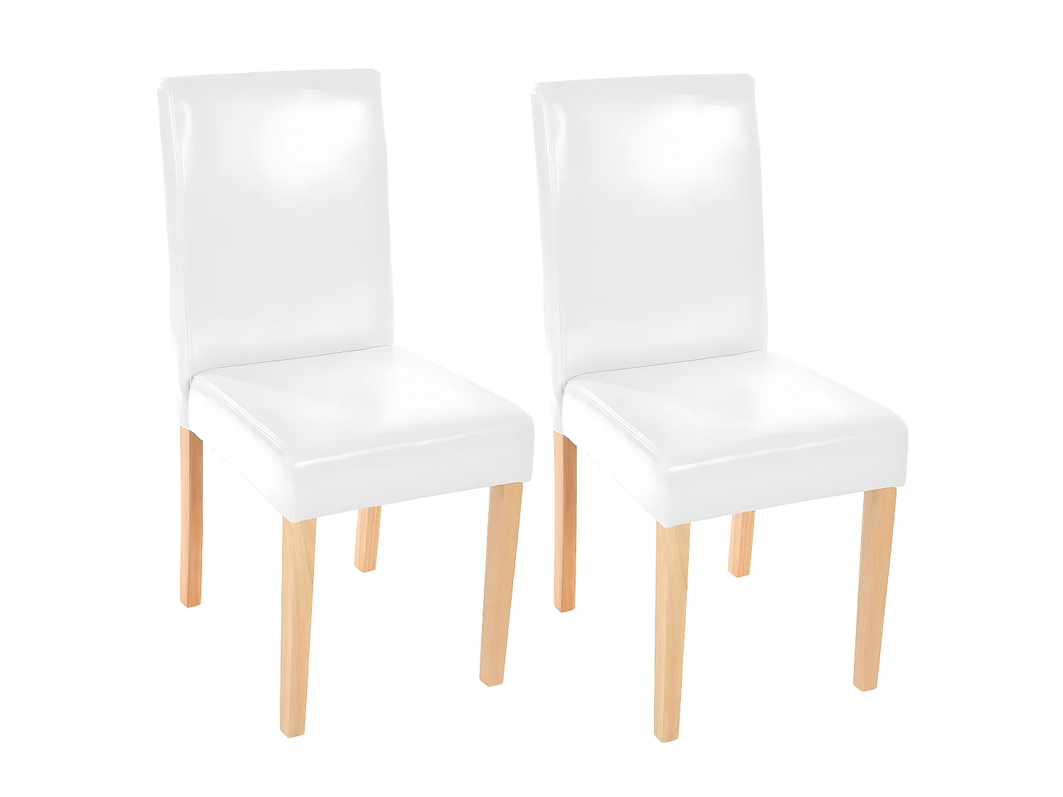 Lot de 2 chaises de salle à manger synthétique blanc pieds clairs CDS04047