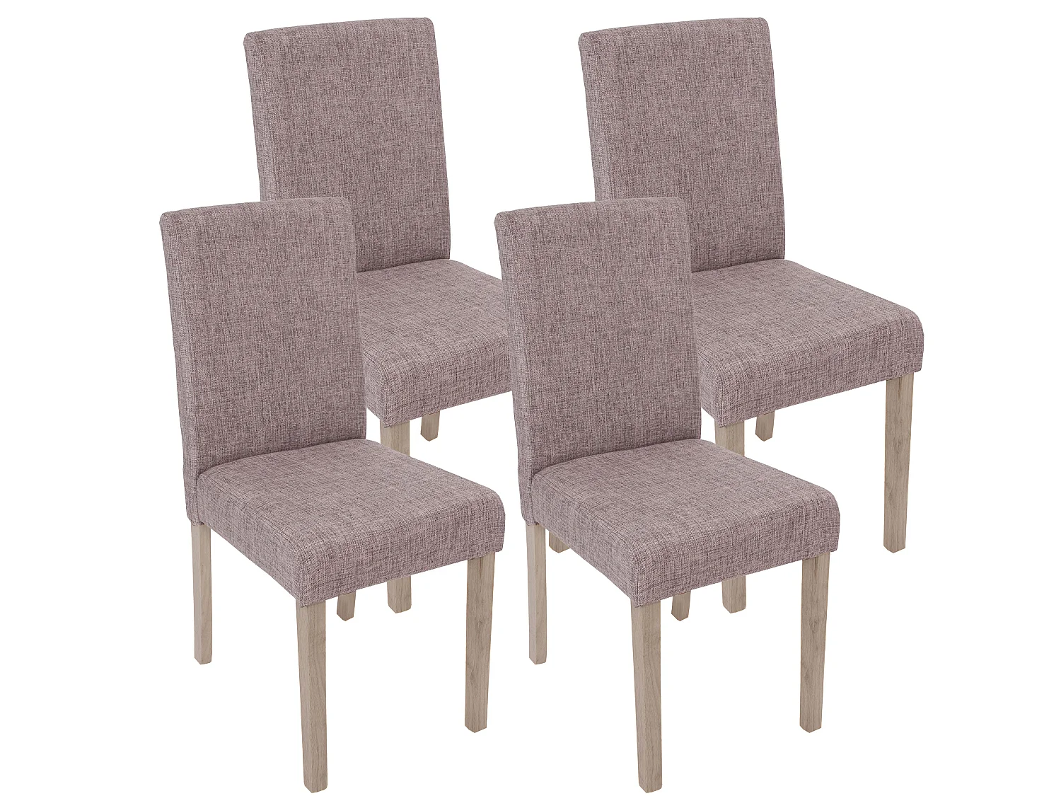 Lot de 4 chaises de salle à manger cuisine en tissu gris pieds en bois clair 04_0000599