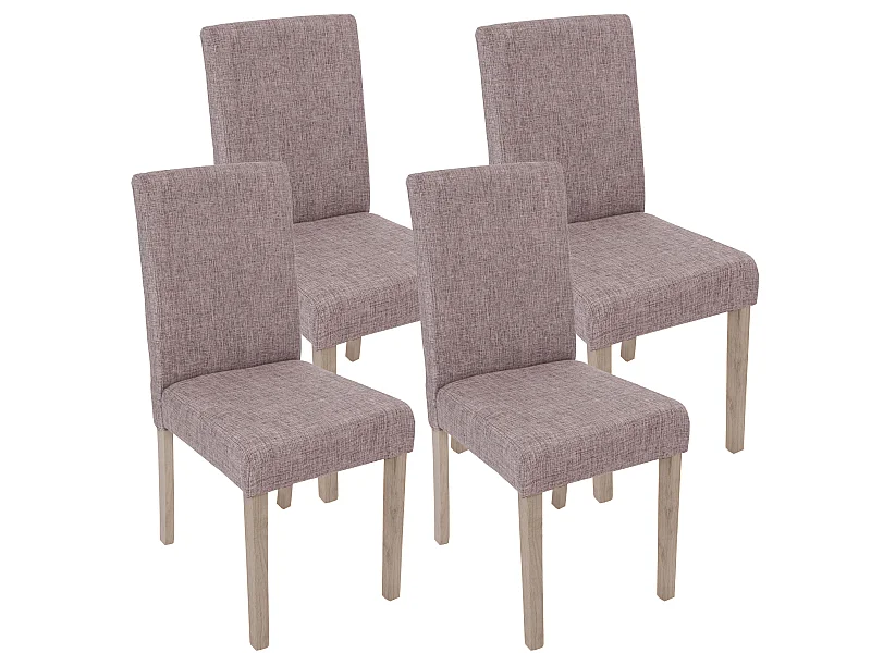 Lot de 4 chaises de salle à manger cuisine en tissu gris pieds en bois clair 04_0000599
