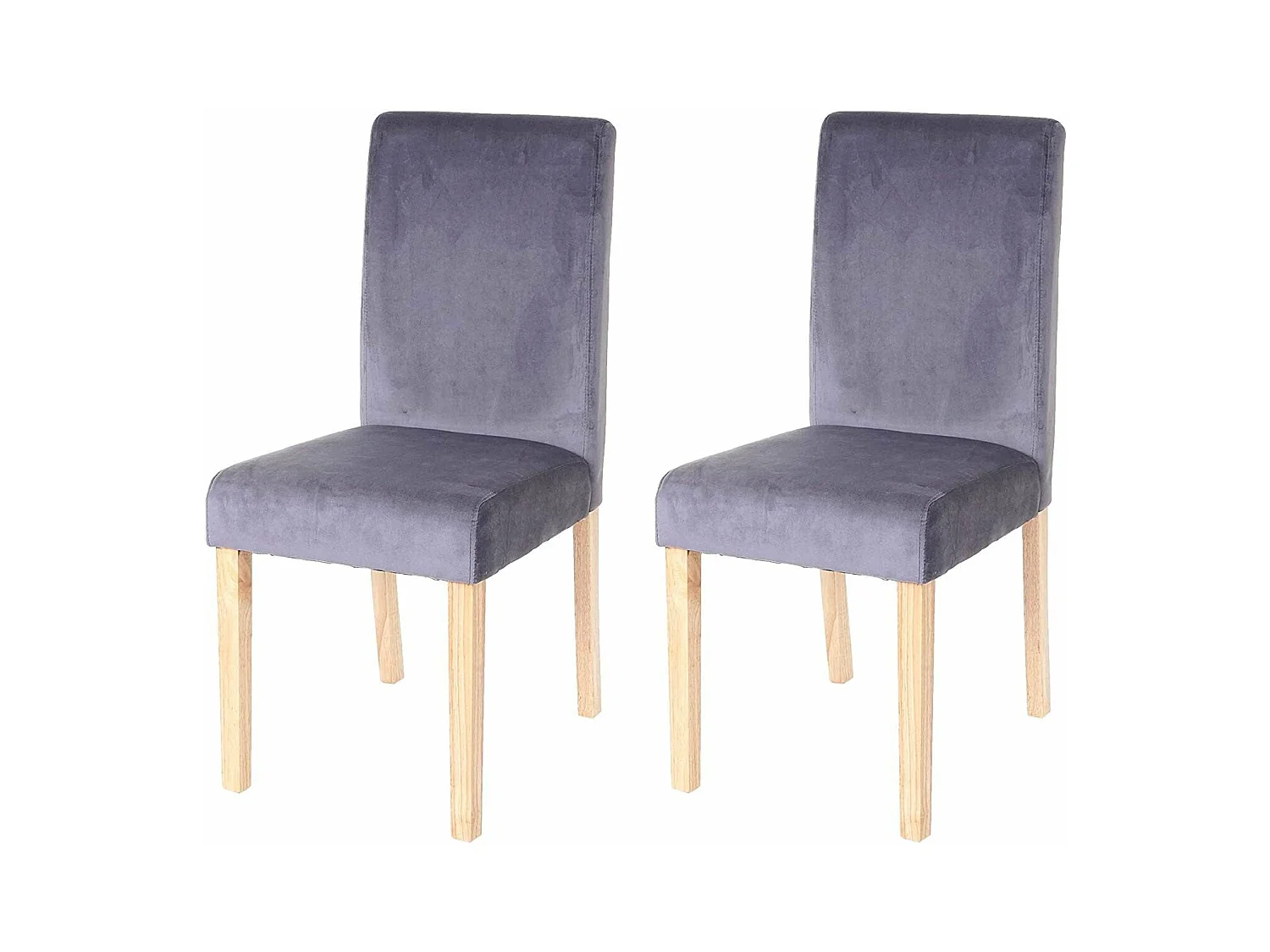 Lot de 2 chaises de salle à manger / cuisine en tissu velours gris CDS04410