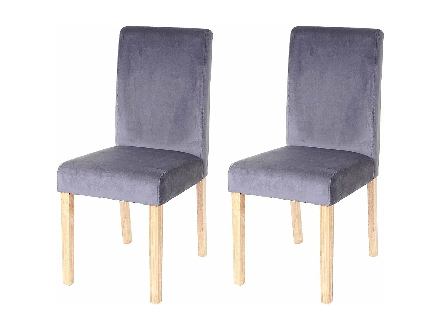 Lot de 2 chaises de salle à manger / cuisine en tissu velours gris CDS04410