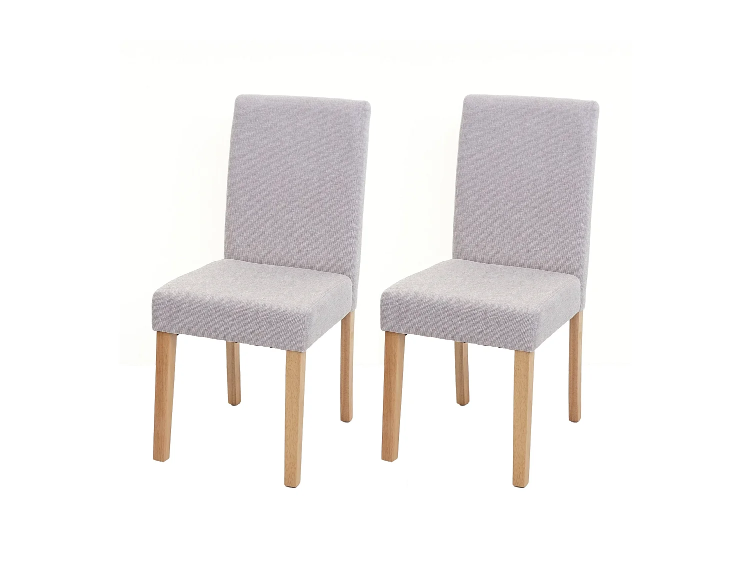 Lot de 2 chaises de salle à manger en tissu gris pieds en bois massif laqué clairs CDS04461