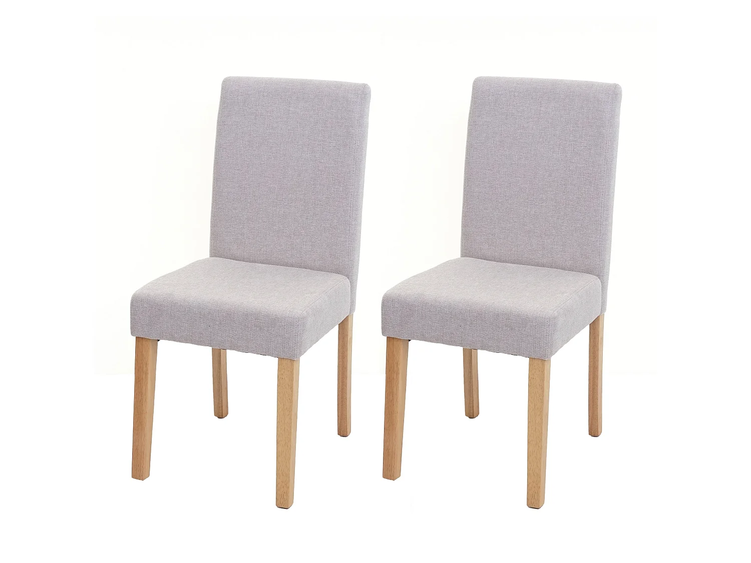 Lot de 2 chaises de salle à manger en tissu gris pieds en bois massif laqué clairs CDS04461