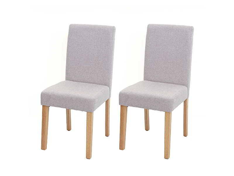 Lot de 2 chaises de salle à manger en tissu gris pieds en bois massif laqué clairs CDS04461