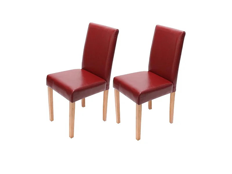 Lot de 2 chaises de salle à manger synthétique rouge pieds clairs CDS04043