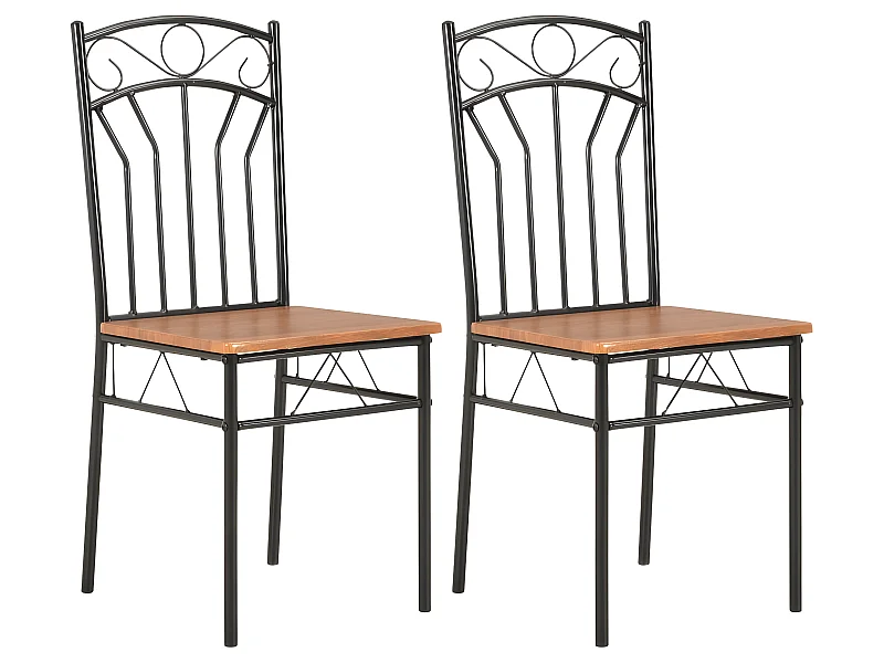 Lot de 2 chaises de salle à manger cuisine design classique marron MDF CDS020701