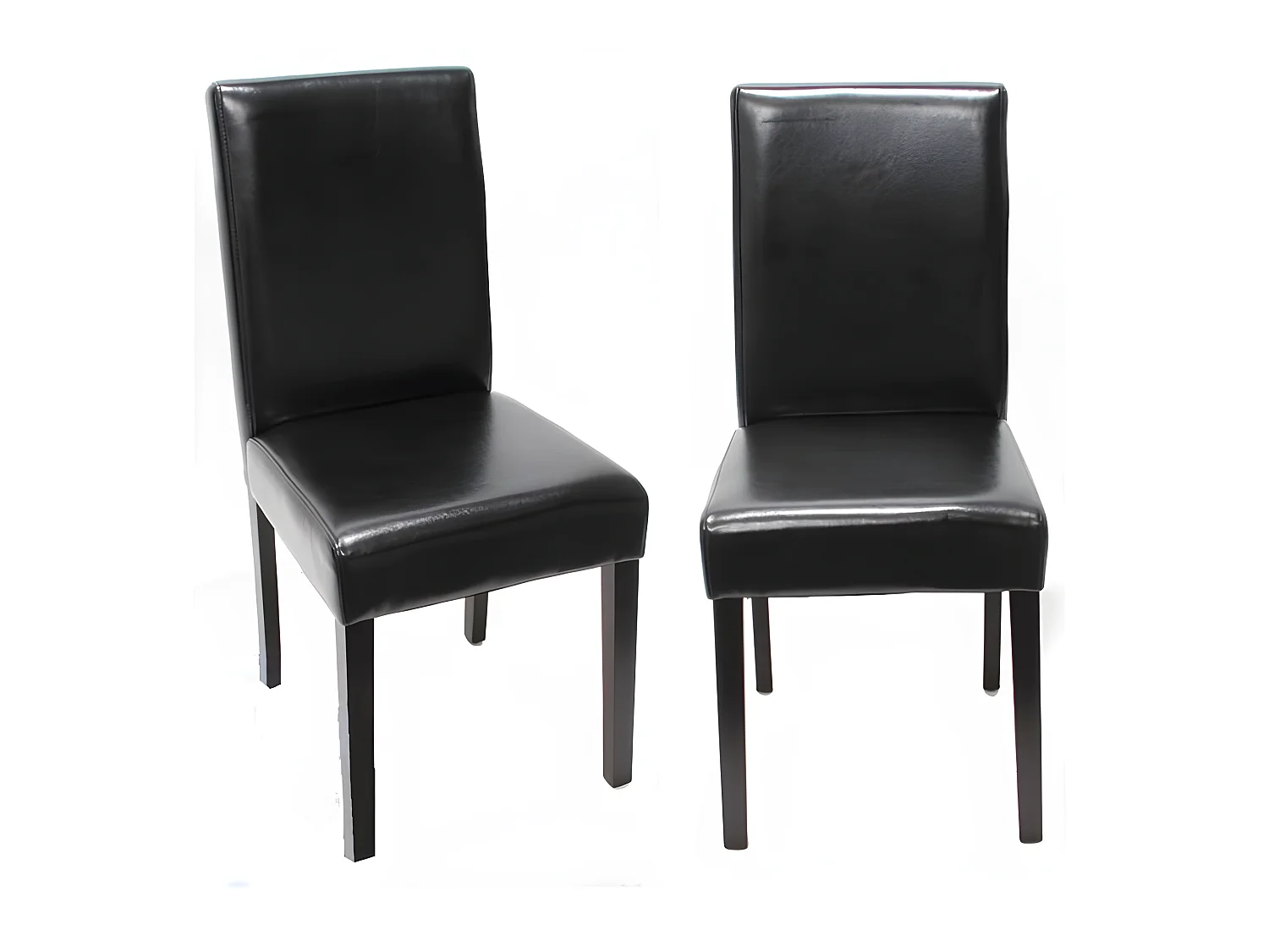 Lot de 2 chaises de salle à manger cuisine en cuir noir pieds en bois foncés design moderne 04_0002078