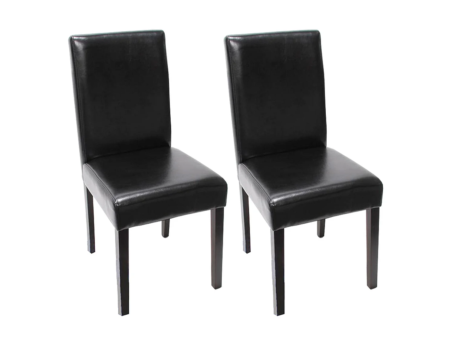 Lot de 2 chaises de salle à manger cuisine en cuir noir pieds en bois foncés design moderne 04_0002078