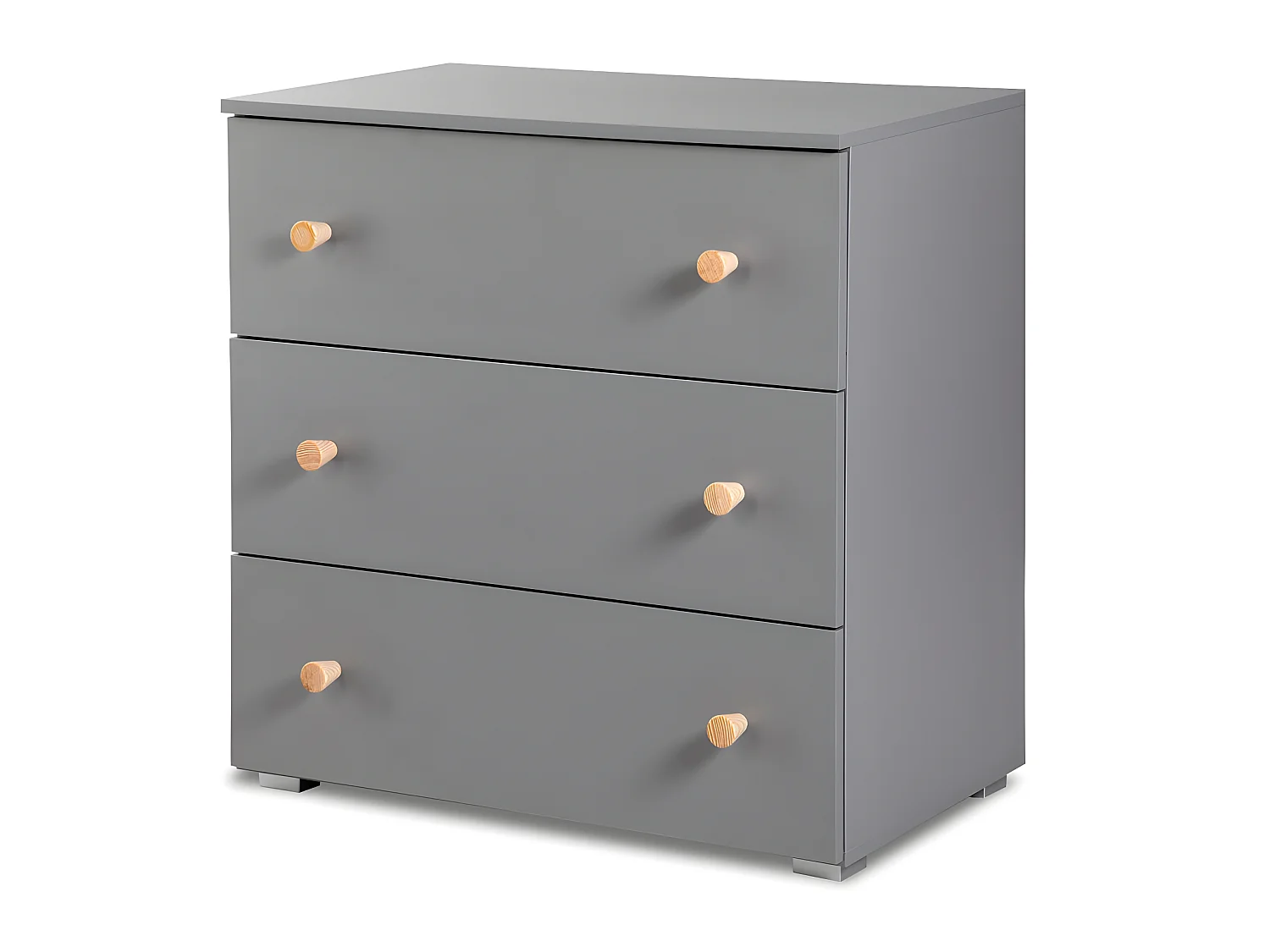 MINEA | Commode AUGUSTE L. 80 cm Grise | 3 tiroirs