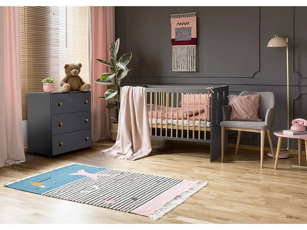 MINEA | Commode AUGUSTE L. 80 cm Grise | 3 tiroirs