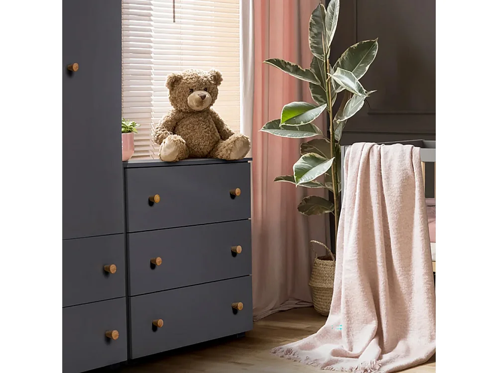 MINEA | Commode AUGUSTE L. 80 cm Grise | 3 tiroirs