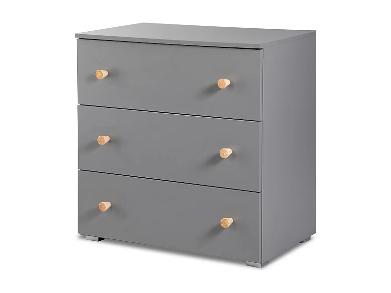 MINEA | Commode AUGUSTE L. 80 cm Grise | 3 tiroirs