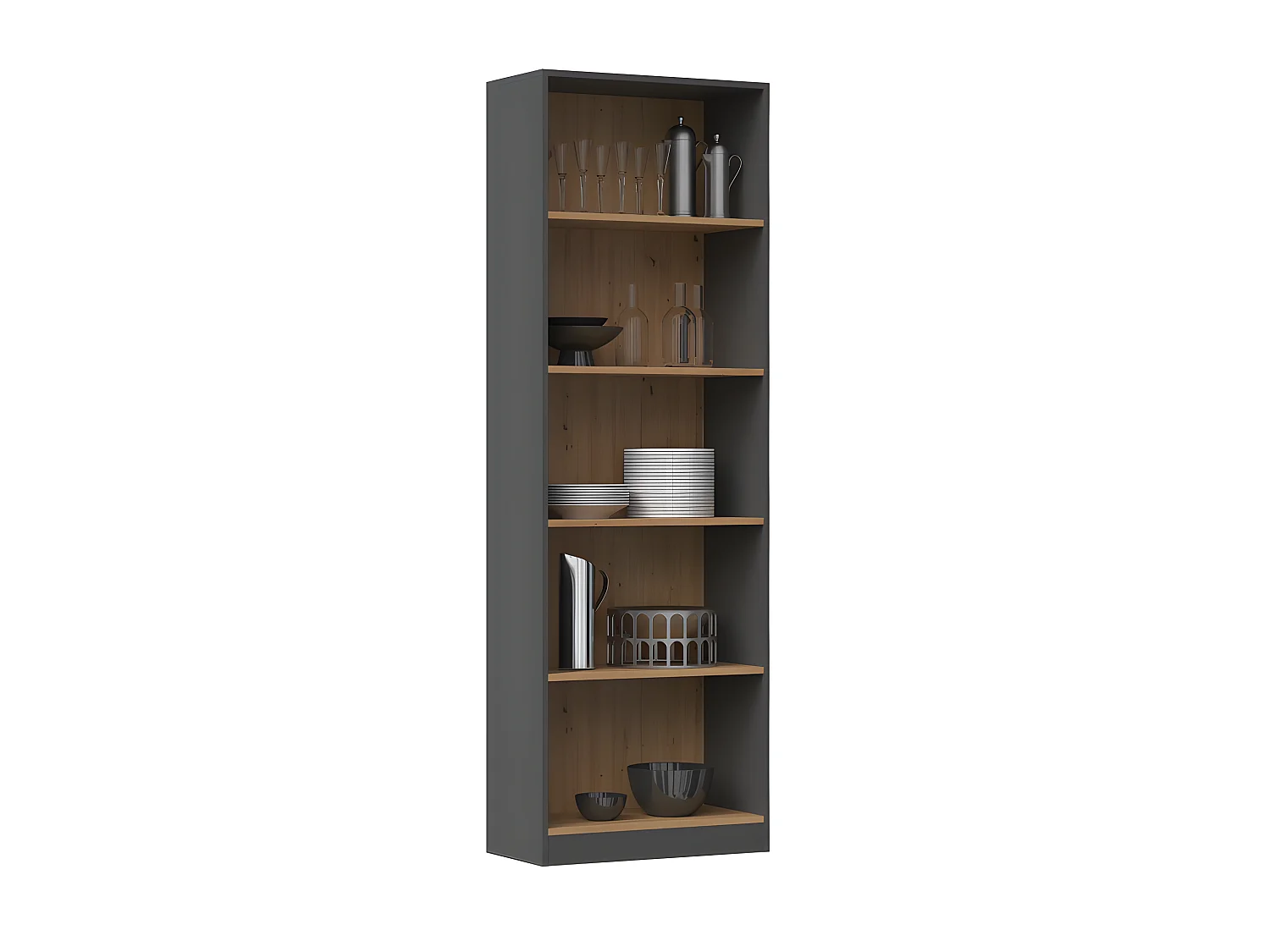 FLORENCE - Librería con 5 estantes - Dimensiones 182x80x30 cm - Unidad de almacenamiento de libros