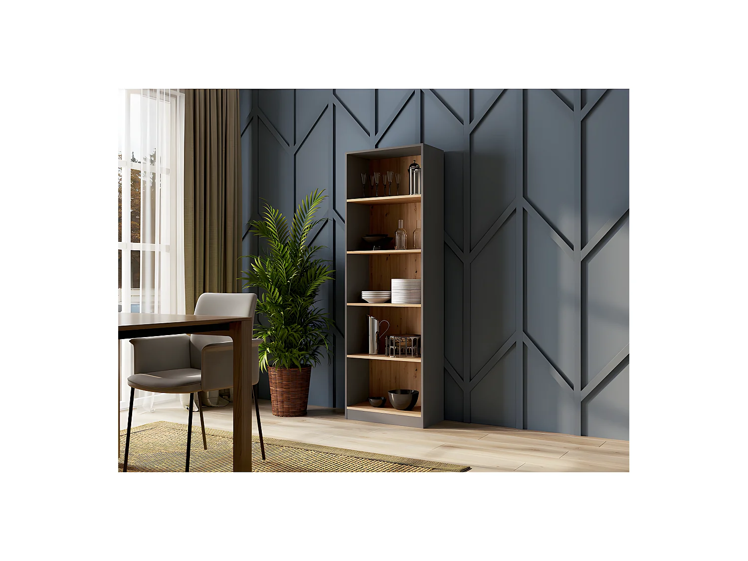 FLORENCE - Librería con 5 estantes - Dimensiones 182x80x30 cm - Unidad de almacenamiento de libros