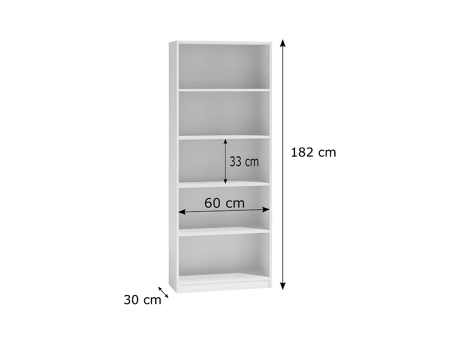 FLORENCE - Bibliothèque 5 étagères - Dimensions 182x60x30 cm - Meuble de rangement livres