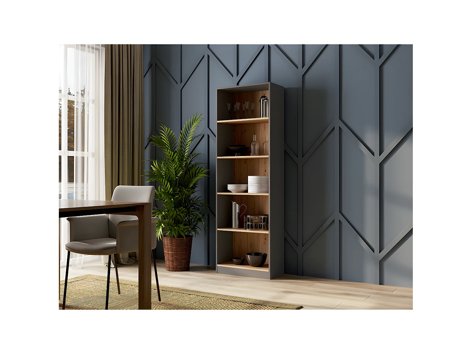 FLORENCE - Librería con 5 estantes - Dimensiones 182x60x30 cm - Unidad de almacenamiento de libros