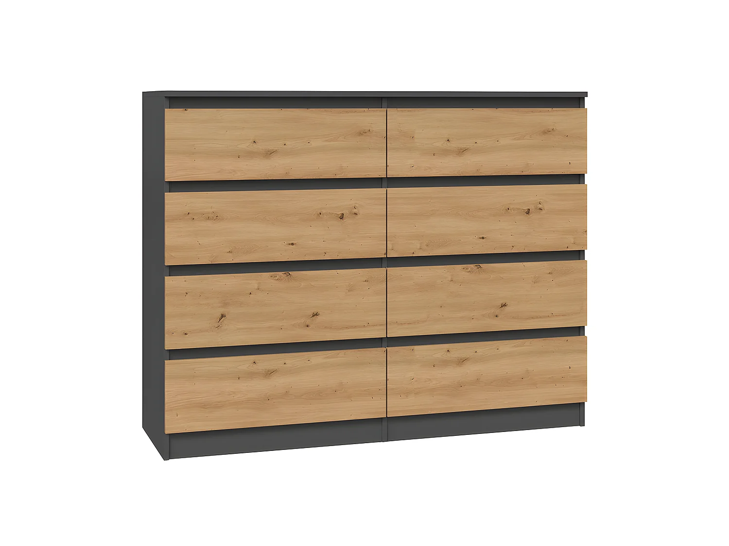 MILAN - Commode de chambre 8 tiroirs - 40x120x97cm - Style moderne - Meuble de rangement