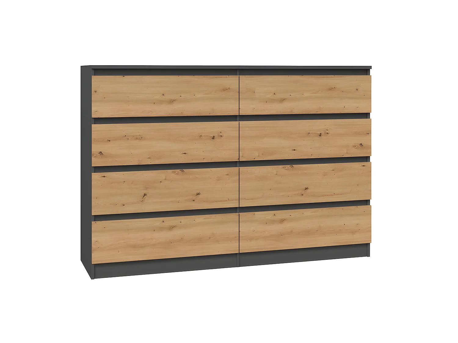 MILAN - Commode de chambre 8 tiroirs - 138x97x40cm - Meuble de rangement - Style moderne