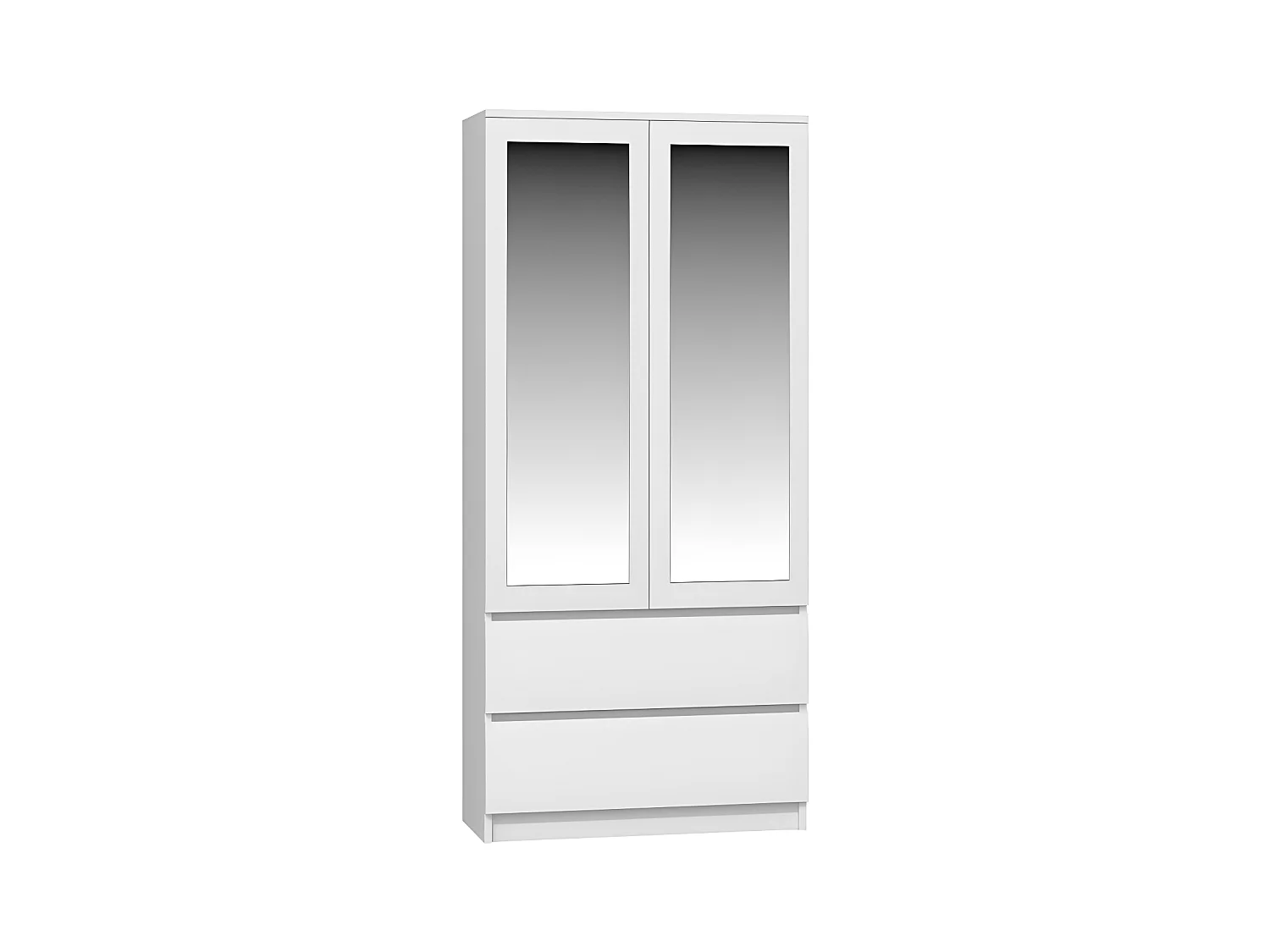 TURIN - Armario de 2 puertas con espejo estilo dormitorio moderno - 90x50x180 - 2 cajones