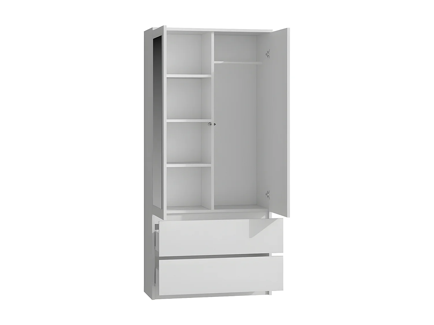 TORINO - Armadio 2 ante con specchio stile camera da letto moderna - 90x50x180 - 2 cassetti