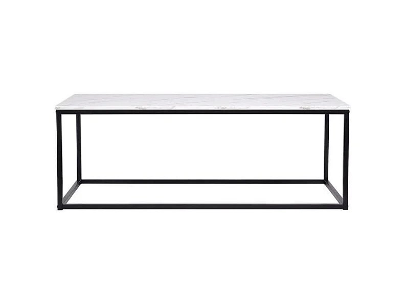 Table basse rectangulaire - decors marbre pietement metal noir - L 120 x l 60 x H 43 cm - MABLE