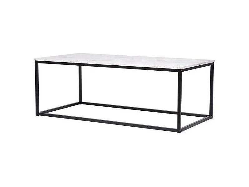 Table basse rectangulaire - decors marbre pietement metal noir - L 120 x l 60 x H 43 cm - MABLE