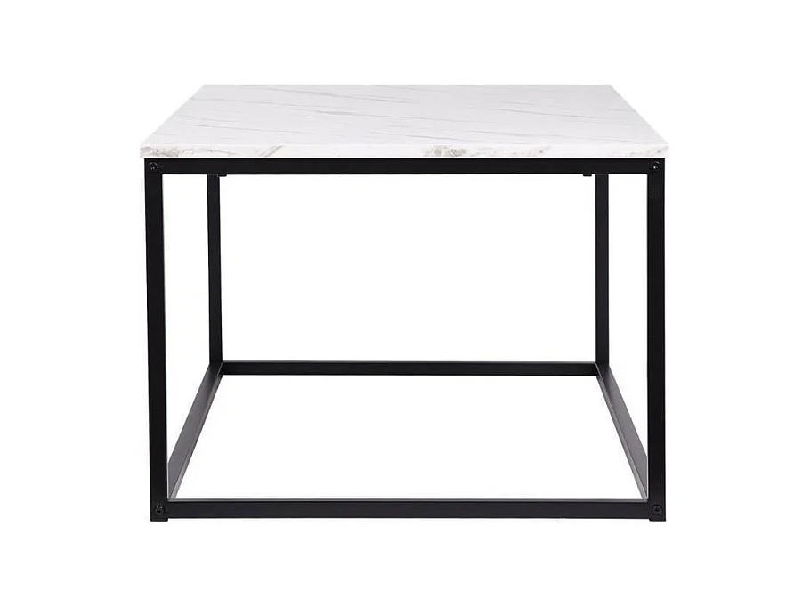 Table basse rectangulaire - decors marbre pietement metal noir - L 120 x l 60 x H 43 cm - MABLE