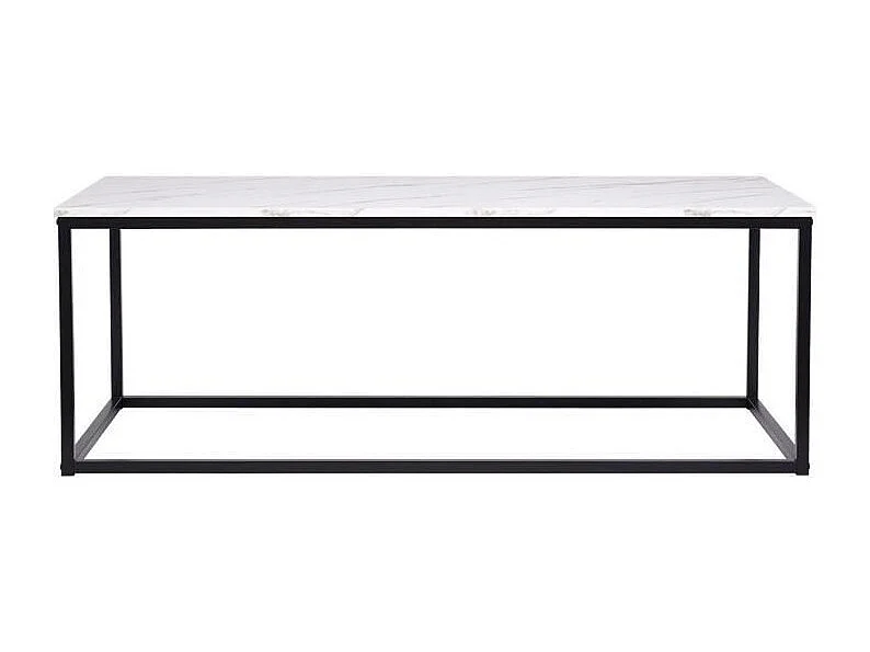 Table basse rectangulaire - decors marbre pietement metal noir - L 120 x l 60 x H 43 cm - MABLE