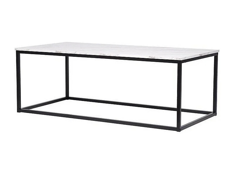 Table basse rectangulaire - decors marbre pietement metal noir - L 120 x l 60 x H 43 cm - MABLE