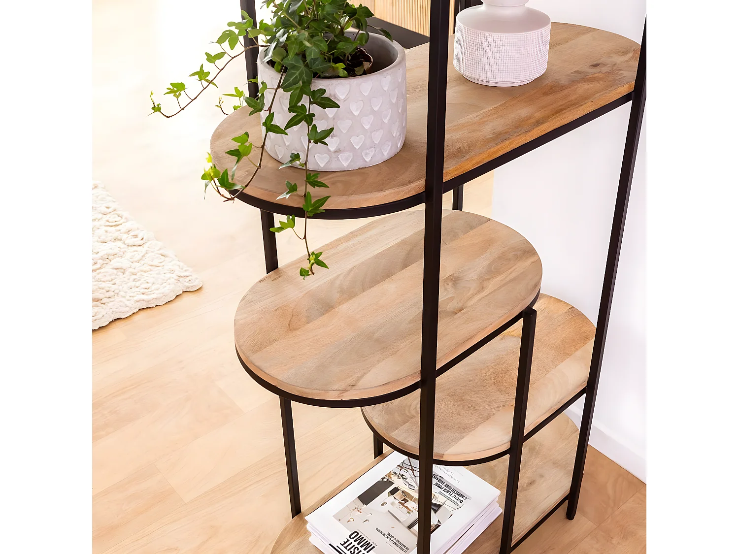 Etagère en bois de manguier et métal Owen