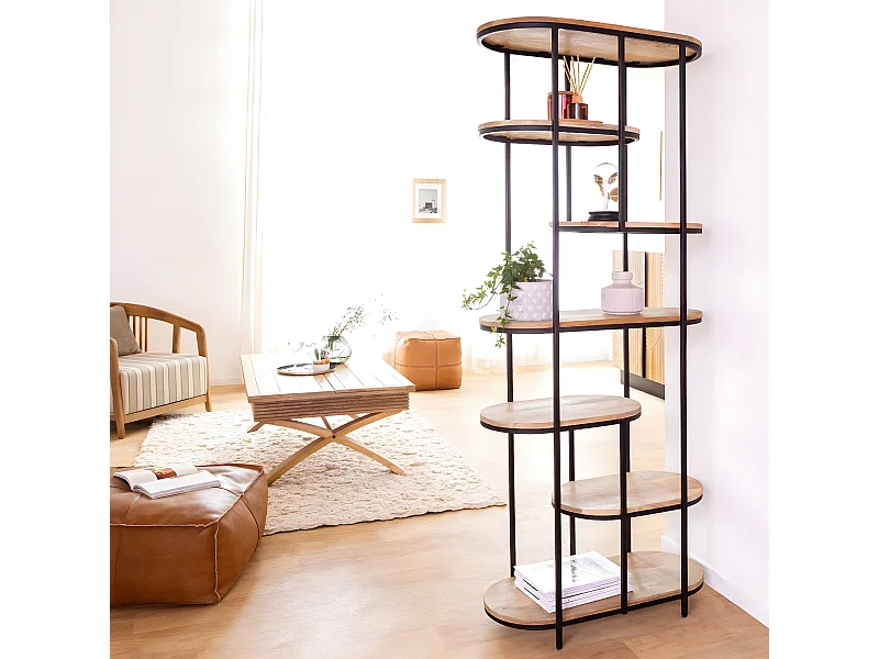 Etagère en bois de manguier et métal Owen