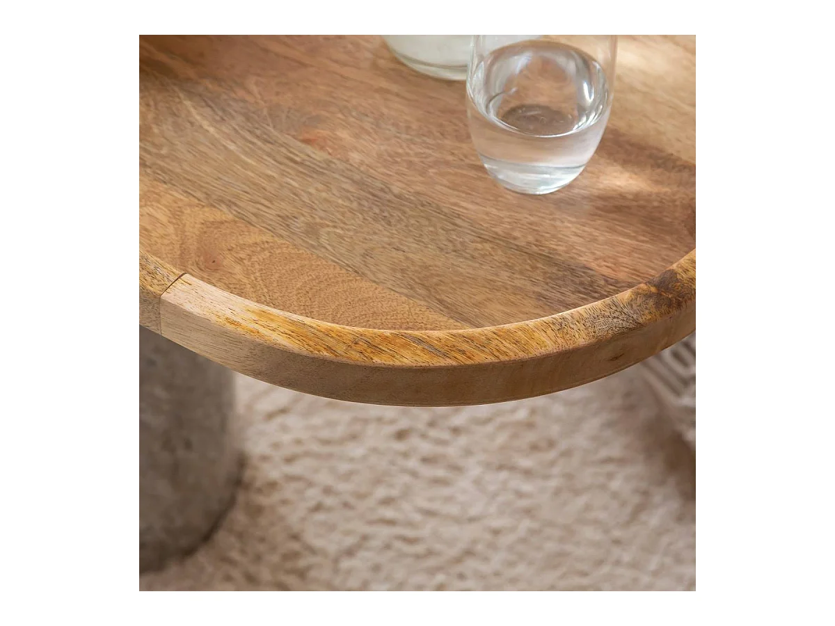 Bout de canapé en bois de manguier et marbre Andréa