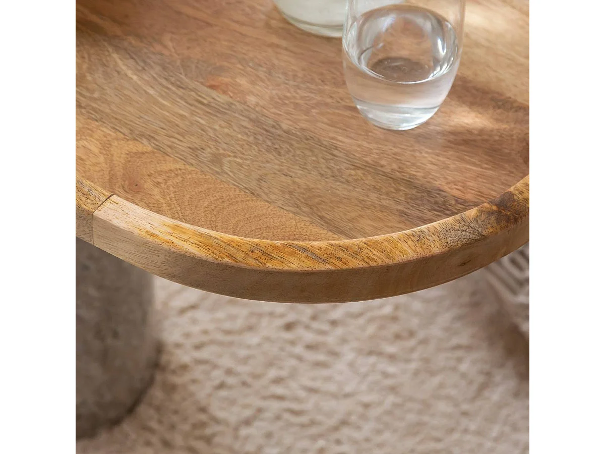 Bout de canapé en bois de manguier et marbre Andréa