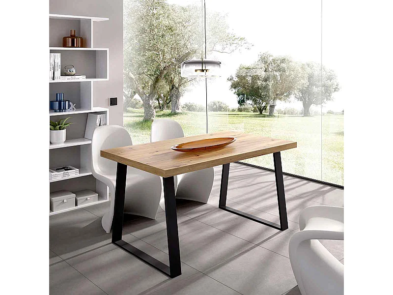 Mesa de comedor Aran nordic/negro 75x140x90 cm