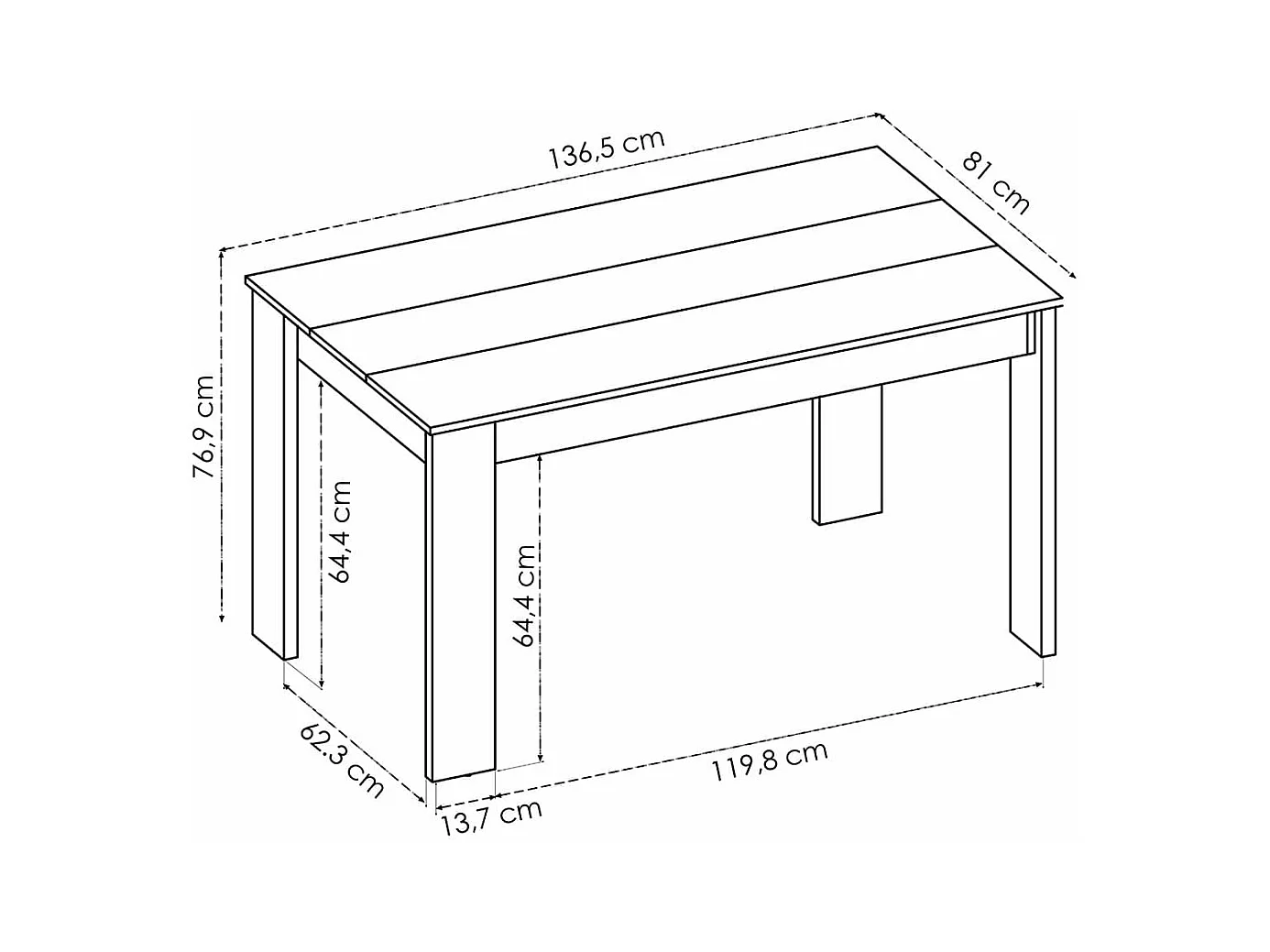 Mesa de comedor Sami nordic 76,9x136,5x81 cm