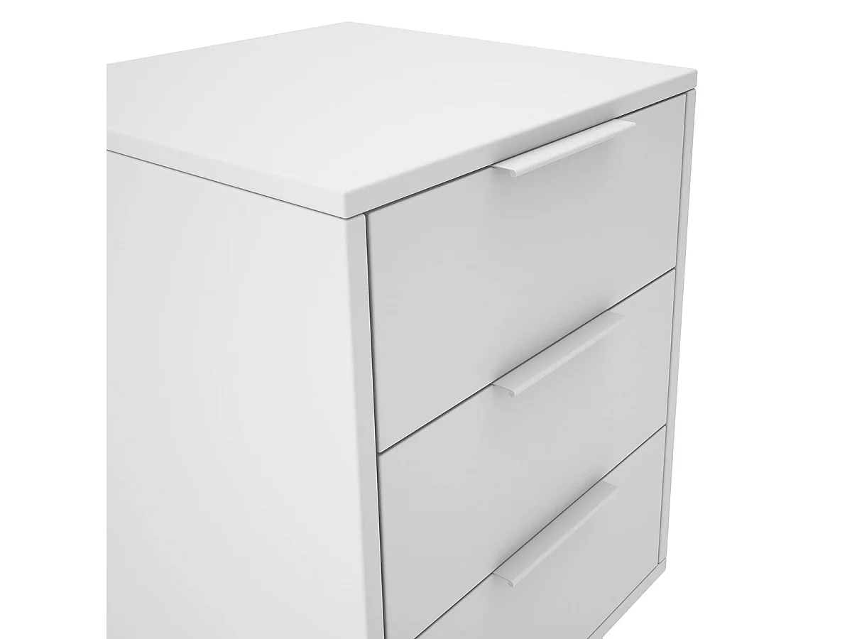 LAUPELL - Chevet Scandinave 3 Tiroirs Pin Massif Naturel et Blanc