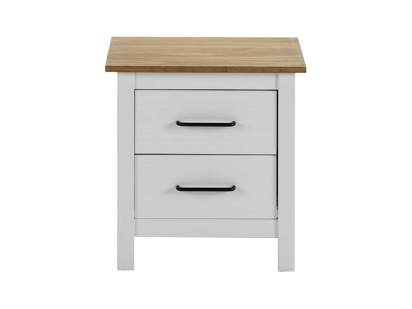 TINA - Chevet 2 Tiroirs Bois Ciré et Blanc