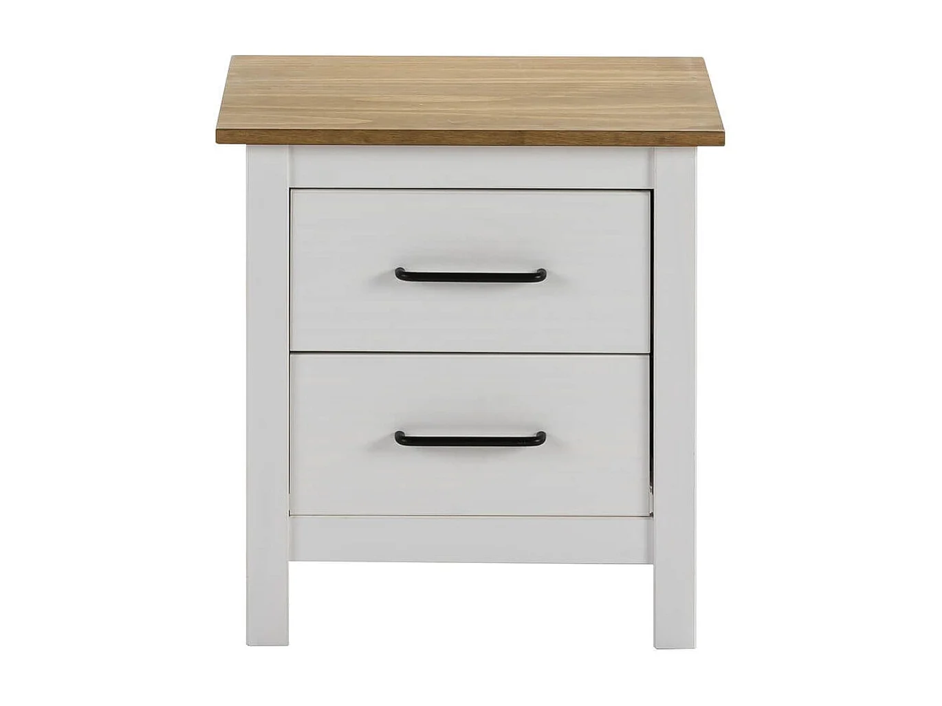 TINA - Chevet 2 Tiroirs Bois Ciré et Blanc