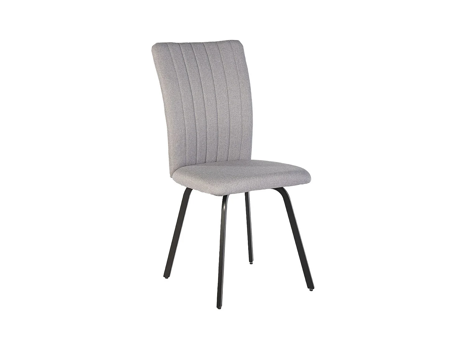 GARROW - Lot de 4 Chaises Tissu Gris Surpiqué Pieds Métal Noir