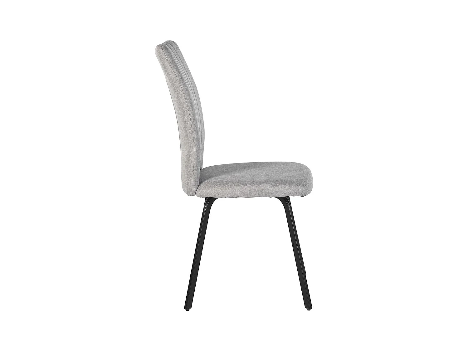 GARROW - Lot de 4 Chaises Tissu Gris Surpiqué Pieds Métal Noir