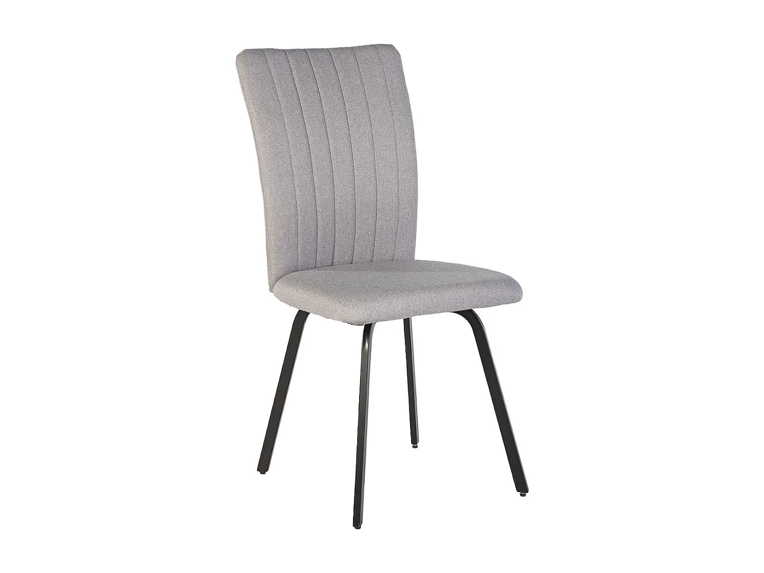 GARROW - Lot de 4 Chaises Tissu Gris Surpiqué Pieds Métal Noir