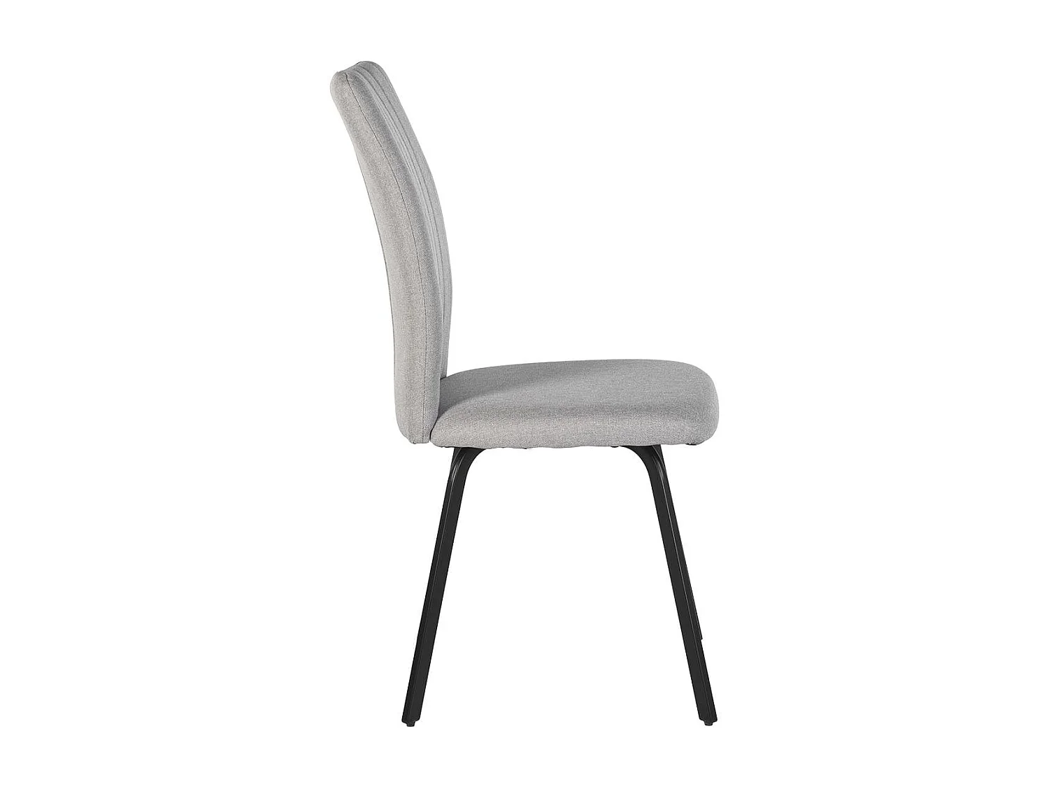 GARROW - Lot de 4 Chaises Tissu Gris Surpiqué Pieds Métal Noir