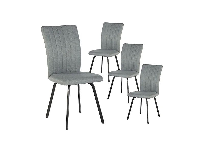 GARROW - Lot de 4 Chaises Tissu Turquoise Surpiqué Pieds Métal Noir
