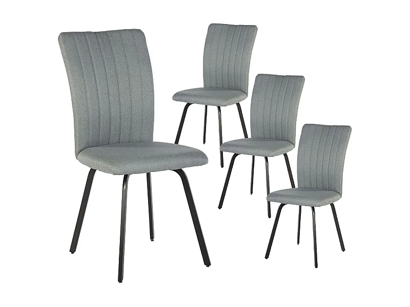 GARROW - Lot de 4 Chaises Tissu Turquoise Surpiqué Pieds Métal Noir