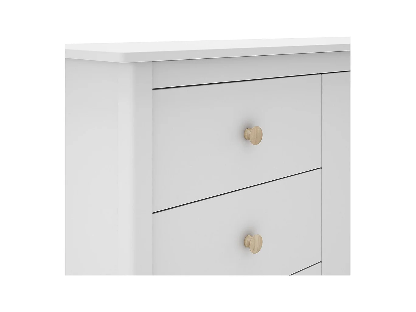 DAVA - Buffet L.130cm 2 Portes 3 Tiroirs en Pin Massif Blanc