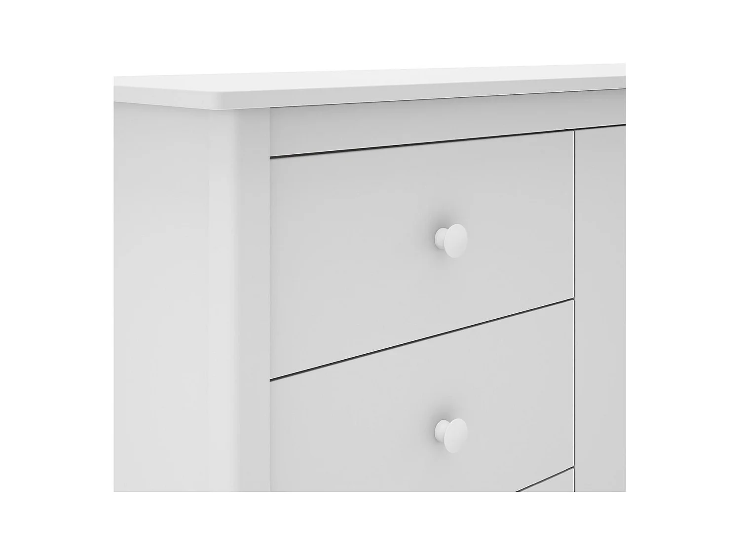 DAVA - Buffet L.130cm 2 Portes 3 Tiroirs en Pin Massif Blanc