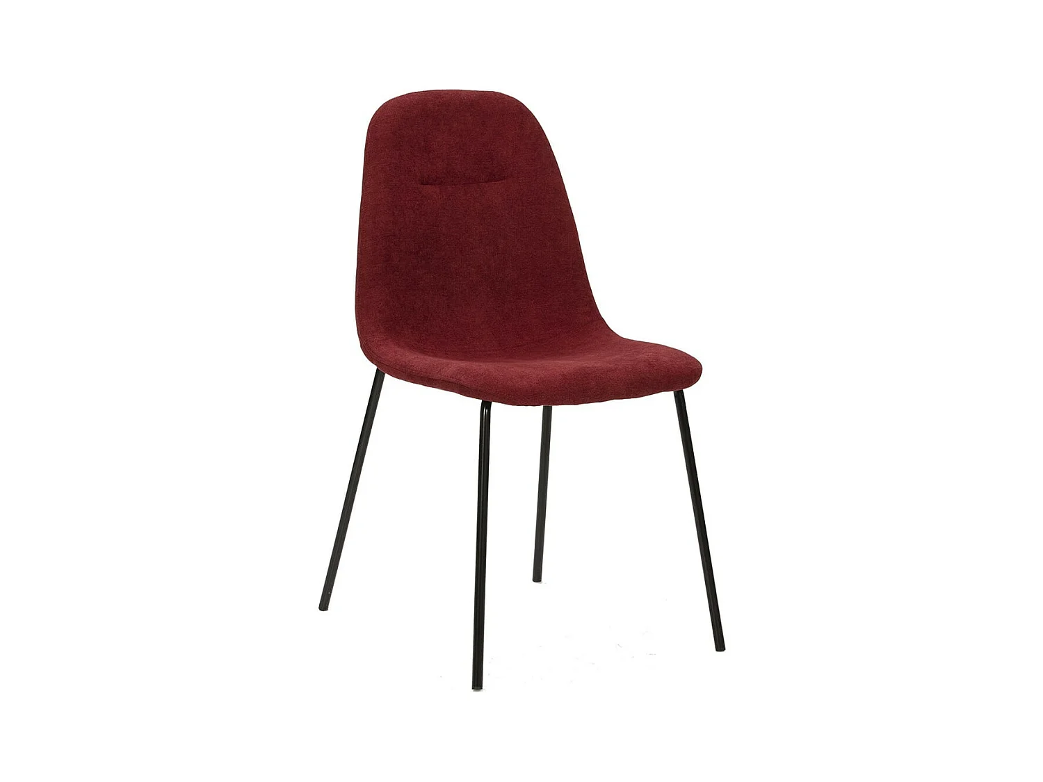 MARBIE - Lot de 4 Chaises Tissu Rouge Piétement Métal Noir