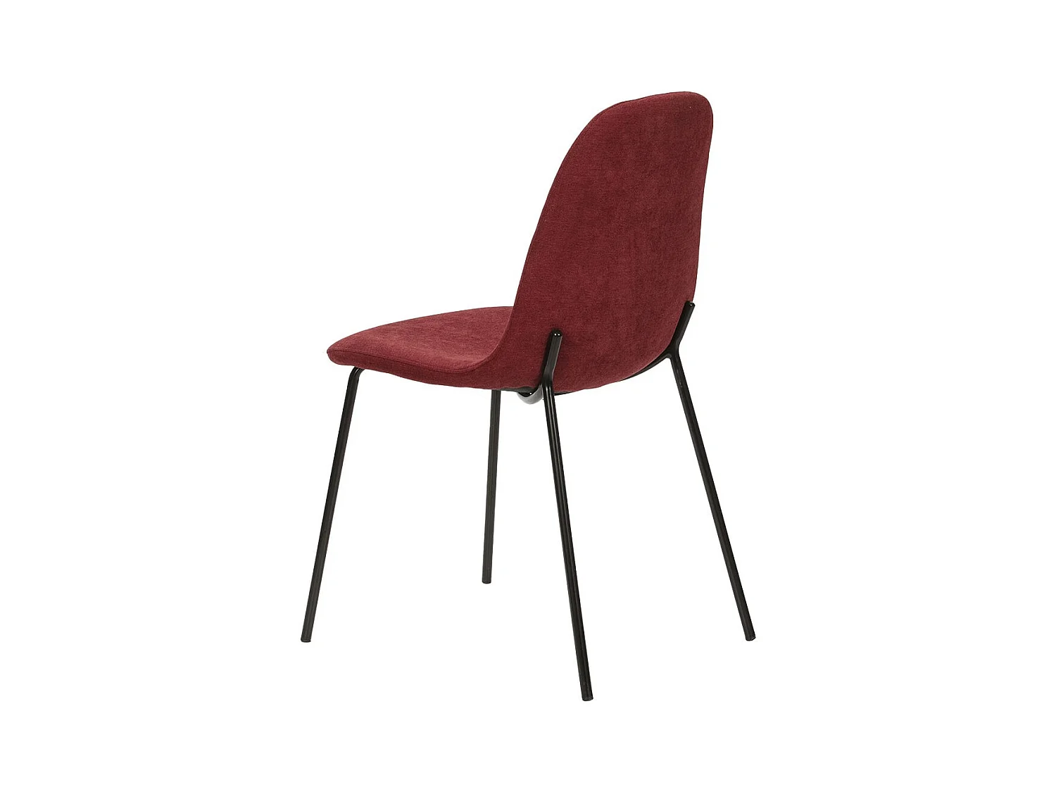 MARBIE - Lot de 4 Chaises Tissu Rouge Piétement Métal Noir
