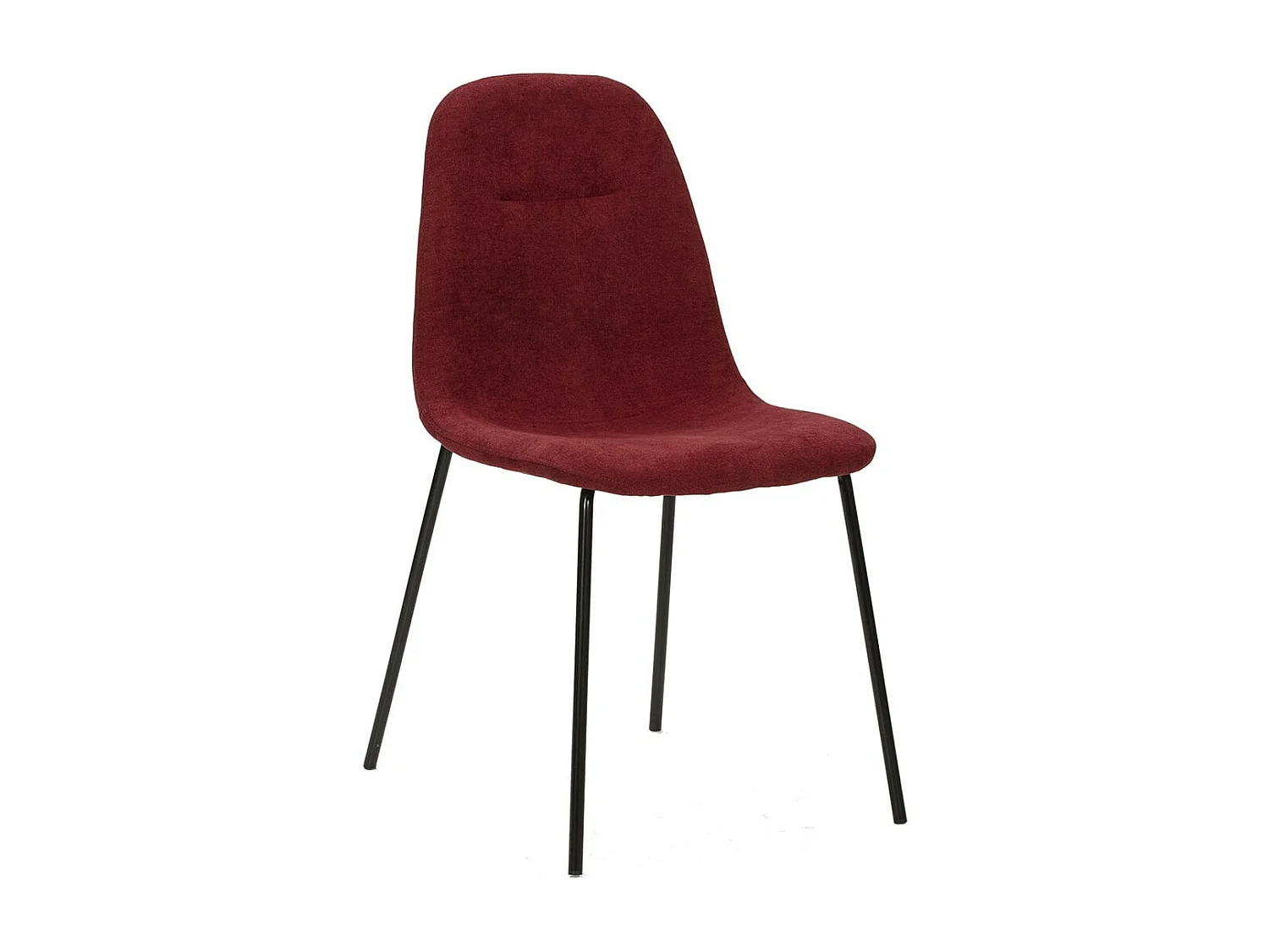 MARBIE - Lot de 4 Chaises Tissu Rouge Piétement Métal Noir